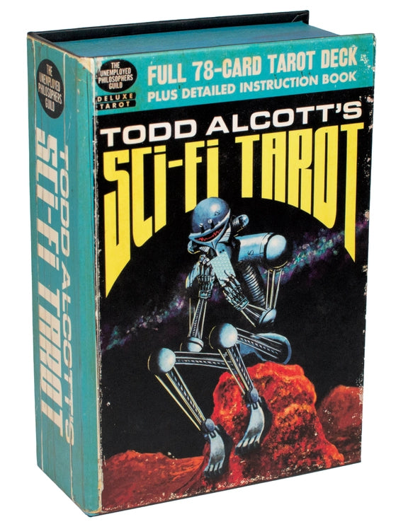 Box for Todd Alcott's Sci-Fi Tarot with robot design on a white background