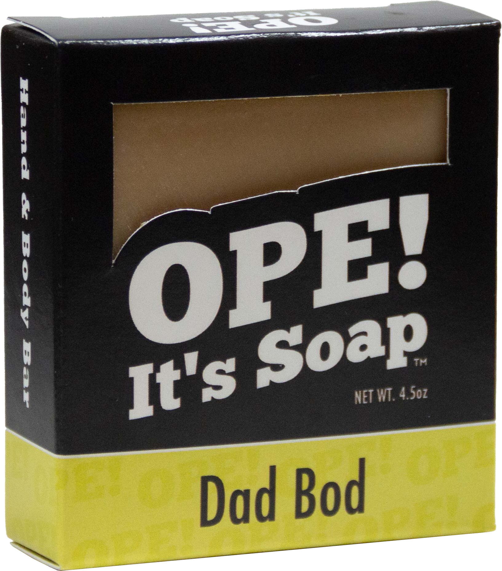 Front view of Dad Bod soap box