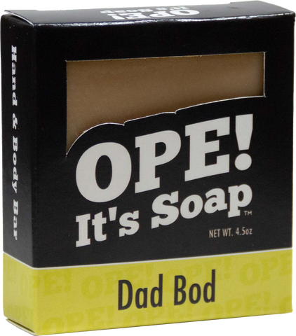 Front view of Dad Bod soap box