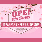 Japanese Cherry Blossom soap label graphic showing a drawing of cherry blossoms and a branch