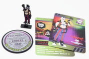 Cyberpunk RED Speedware character set featuring a punk with spiked blue hair, striped pants, and a grenade, alongside illustrated character and stats cards and a Sandevistan cybergear coin.