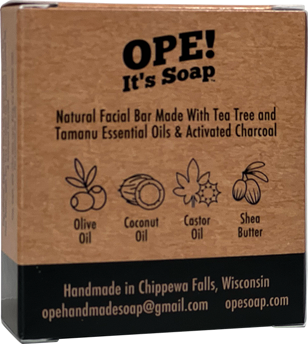 Back view of natural facial bar soap box