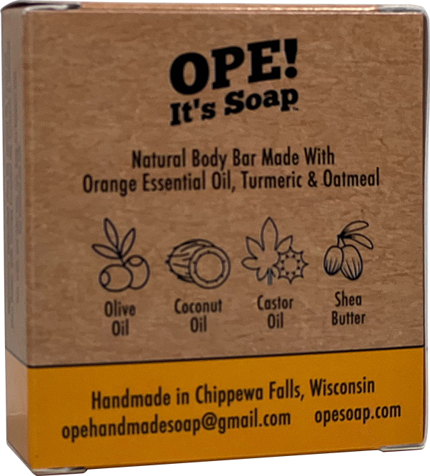Back view of Natural Orange Body Bar soap box