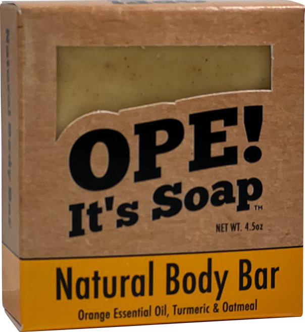 Front view of Natural Orange Body Bar soap box