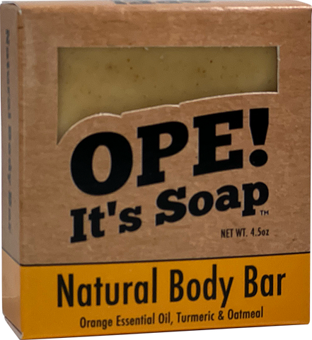 Front view of Natural Orange Body Bar soap box