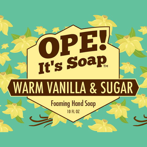 Warm Vanilla & Sugar label graphic with vanilla beans